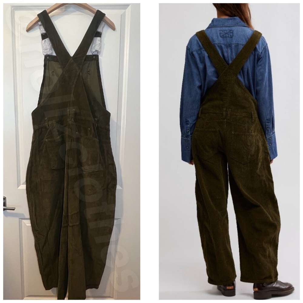 NWT Free People Olive Green Corduroy Jumpsuit - Picture 10 of 13